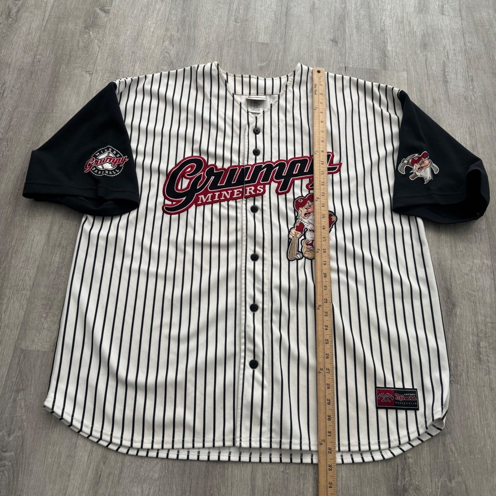 Disney Grumpy Miners Pinstripe Baseball Jersey - White, Black, Red - Picture 4 of 9